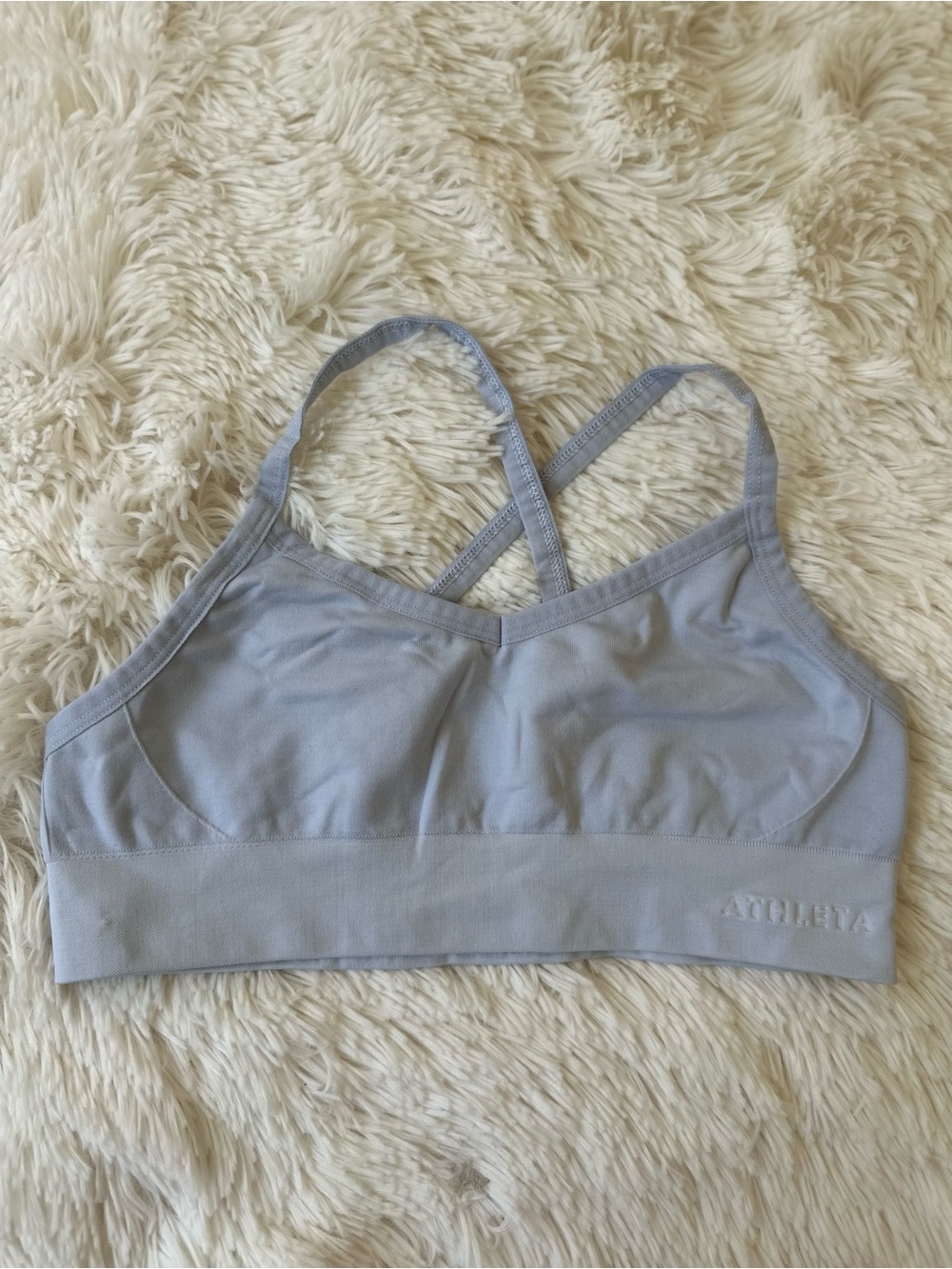 Athleta Girl Sports Bra Porcelain Blue Strappy Racerback Athletic Medium 8 10